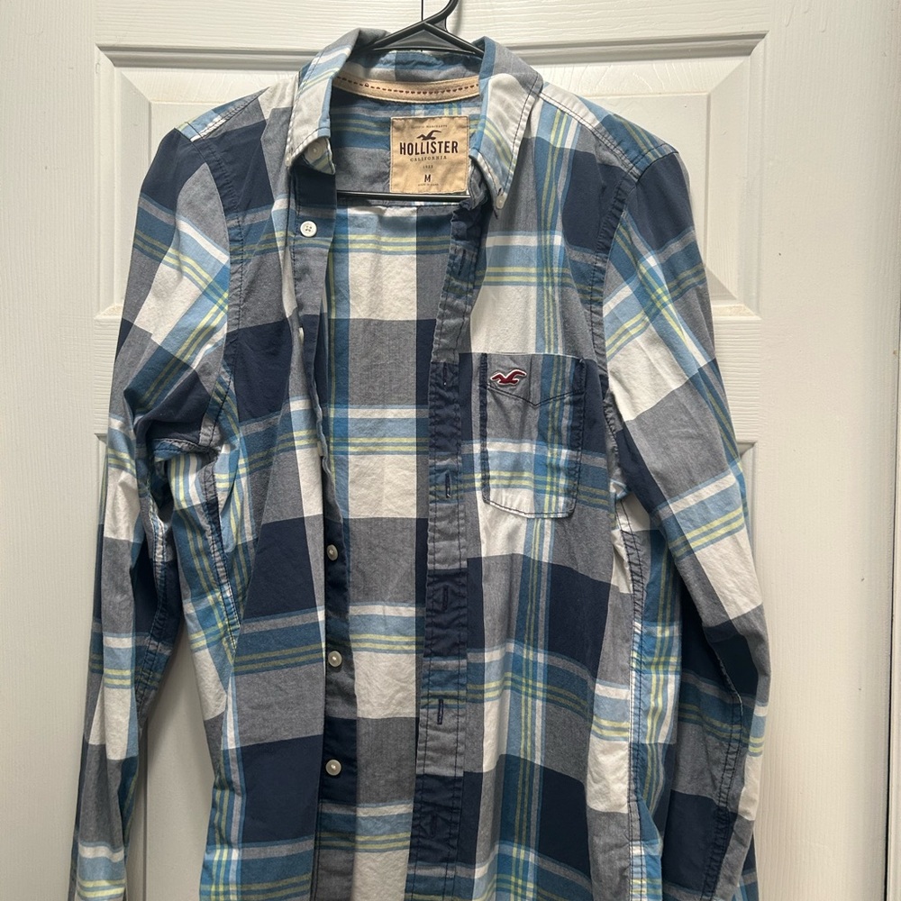 Hollister Blue and White Casual Button Down Shirt